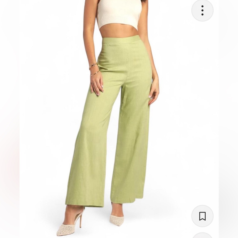 Breezy Times Ahead Green High-Waisted Wide-Leg Pants